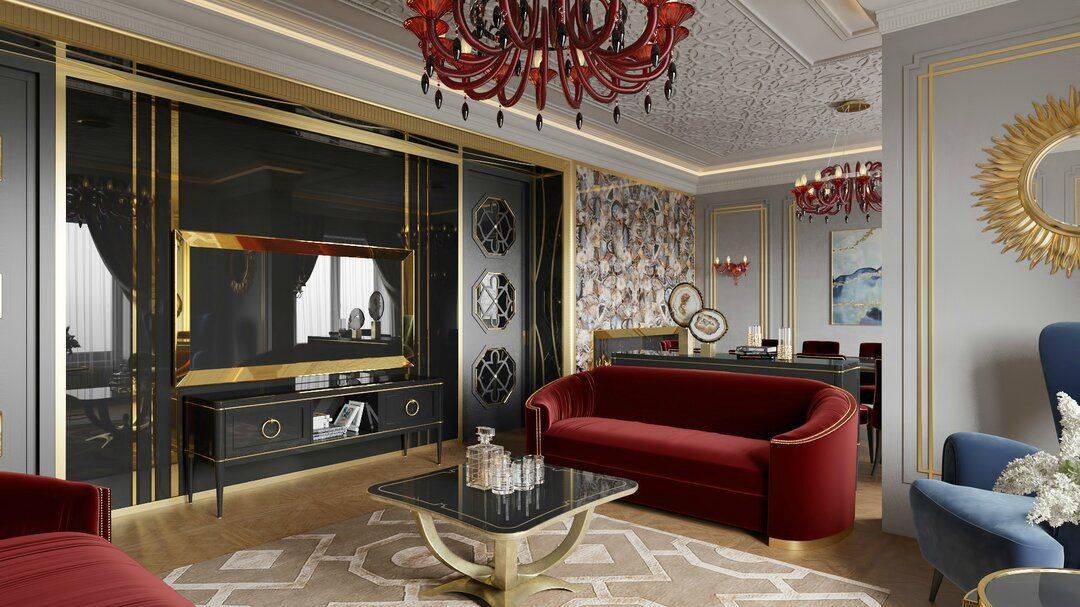 Дизайн интерьера гостиной в стиле арт деко (54 изысканных идей интерьера)