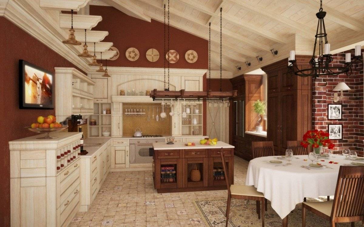Дизайн кухни в загородном доме +75 фото интерьера
