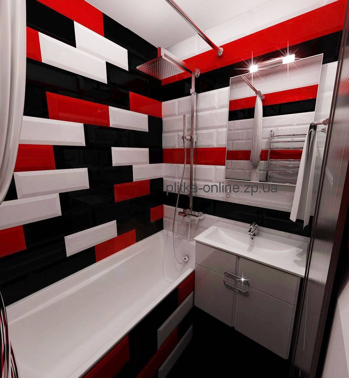 Красно белая ванная комната