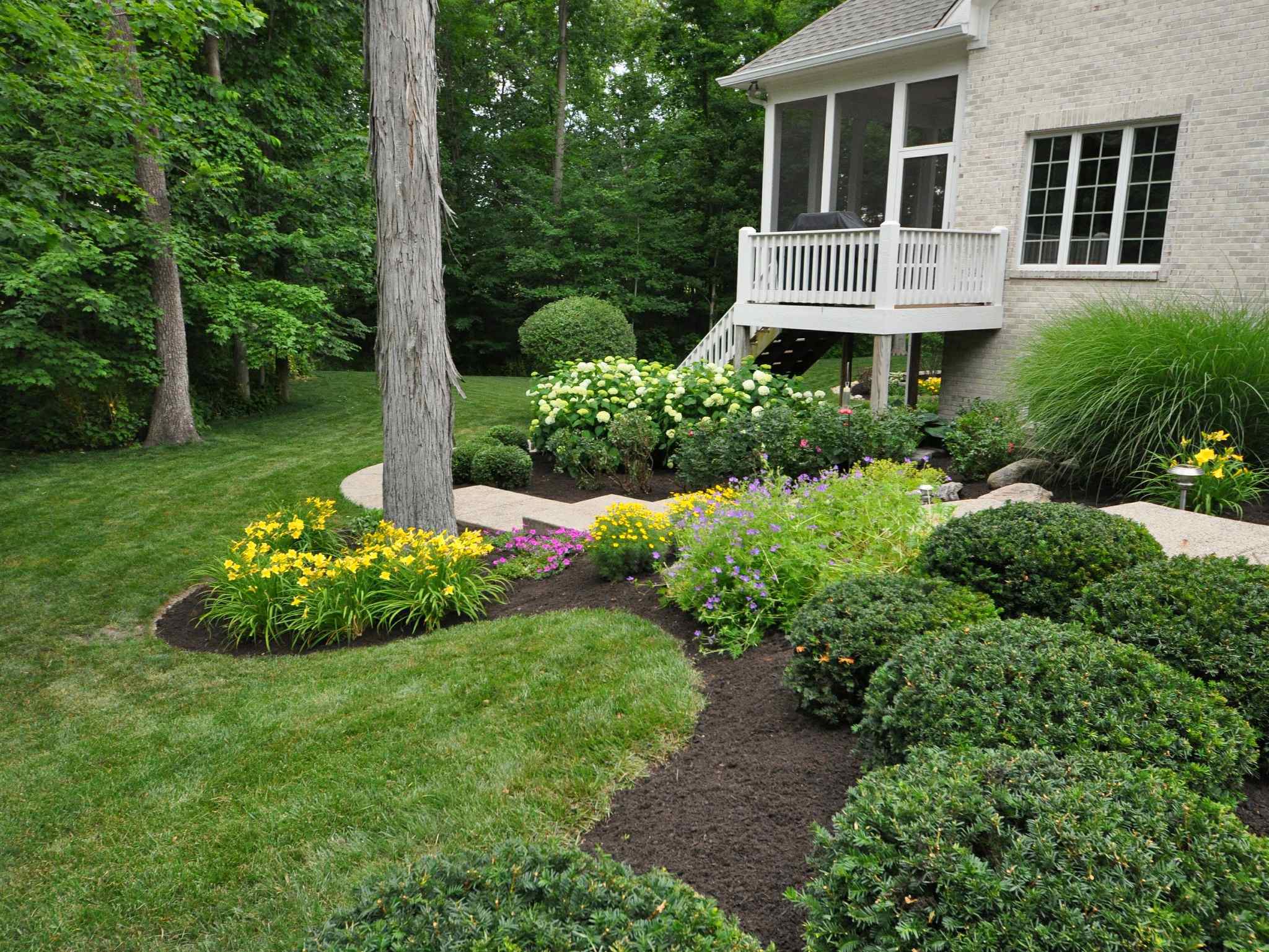 Как красиво оформить газон перед домом фото