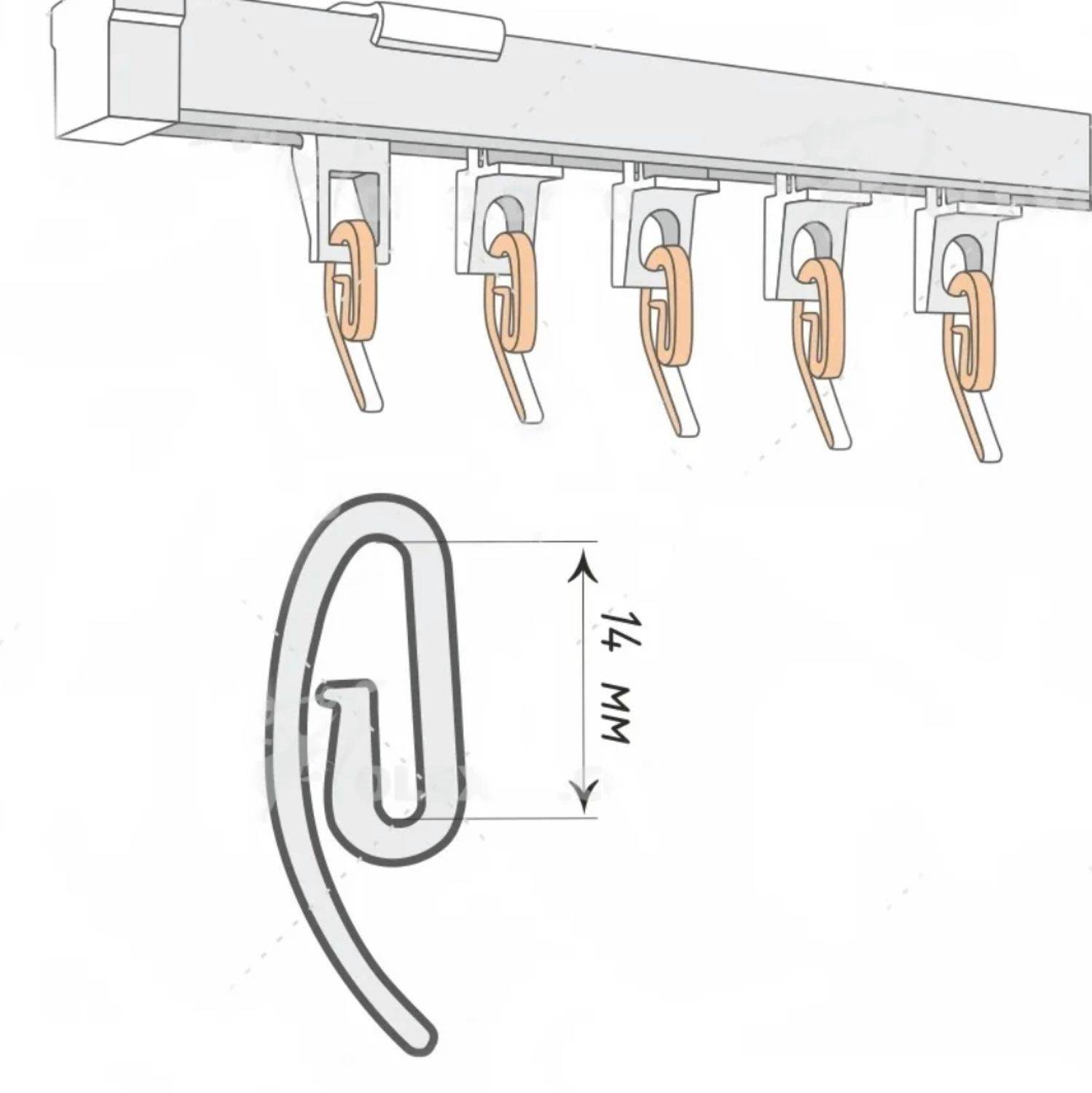 Крючки для профильных карнизов 14мм