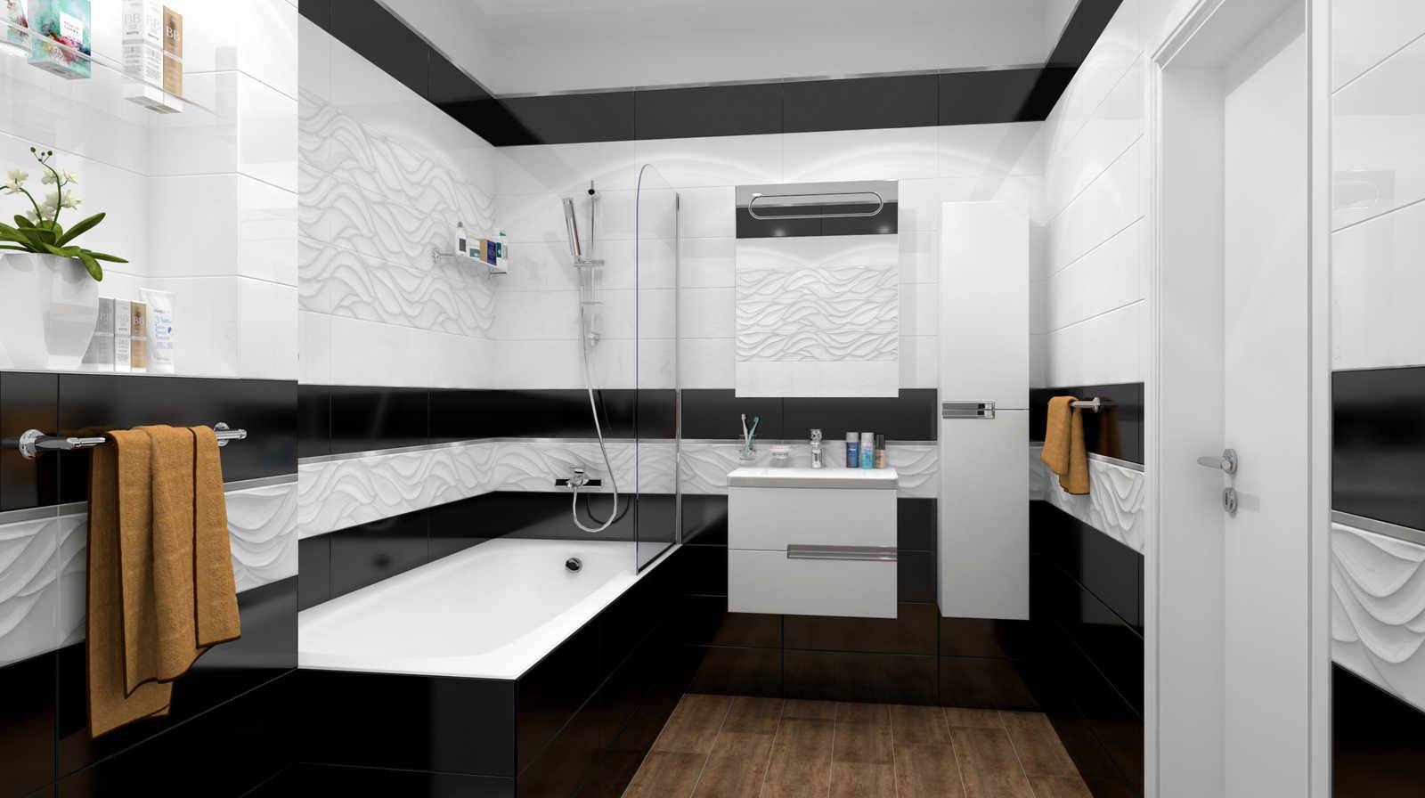 100 лучших идей дизайна: черно - белая ванная комната на фото