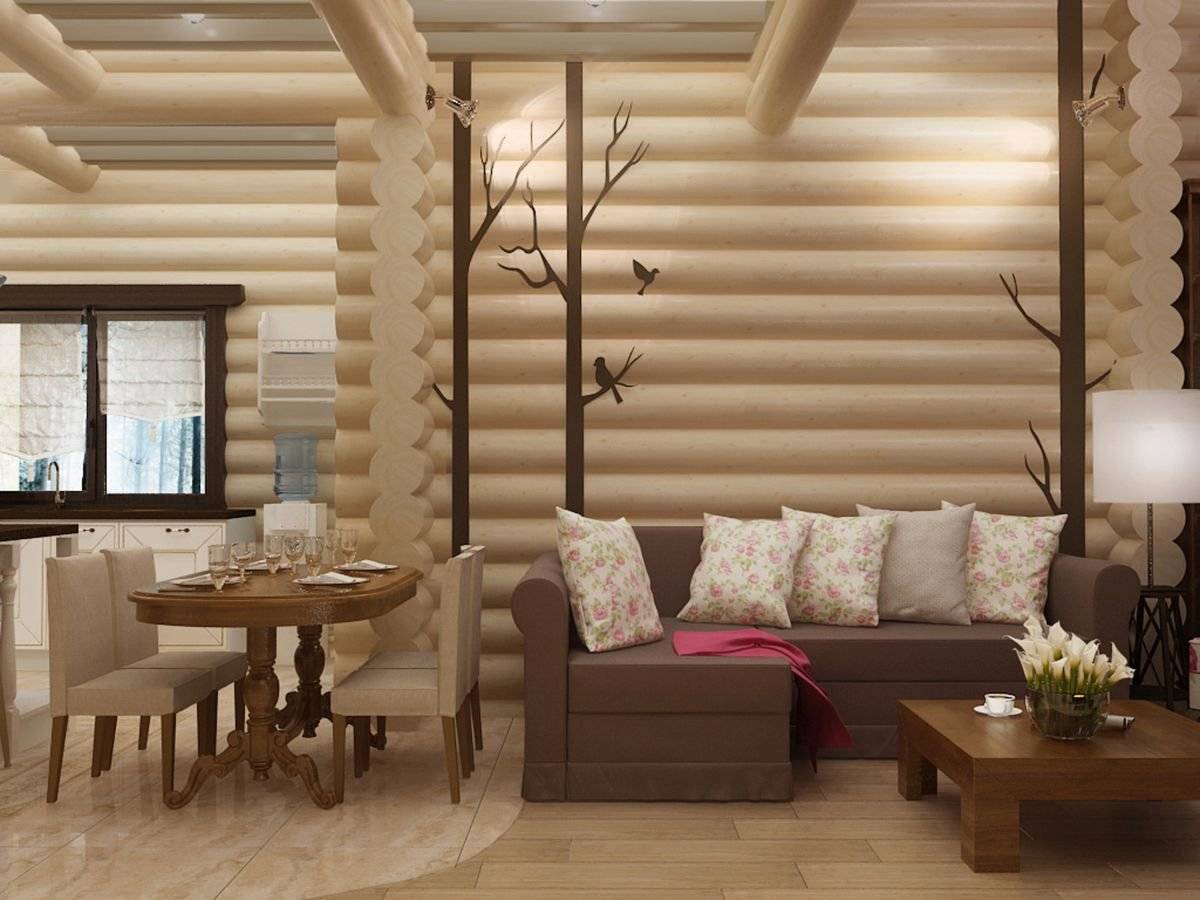 внутренний дизайн деревянного дома из бревна