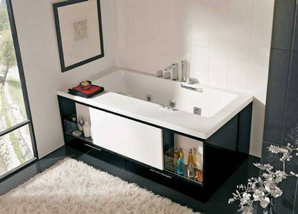 Шкаф под ванной - экран для ванной с системой хранения | фото