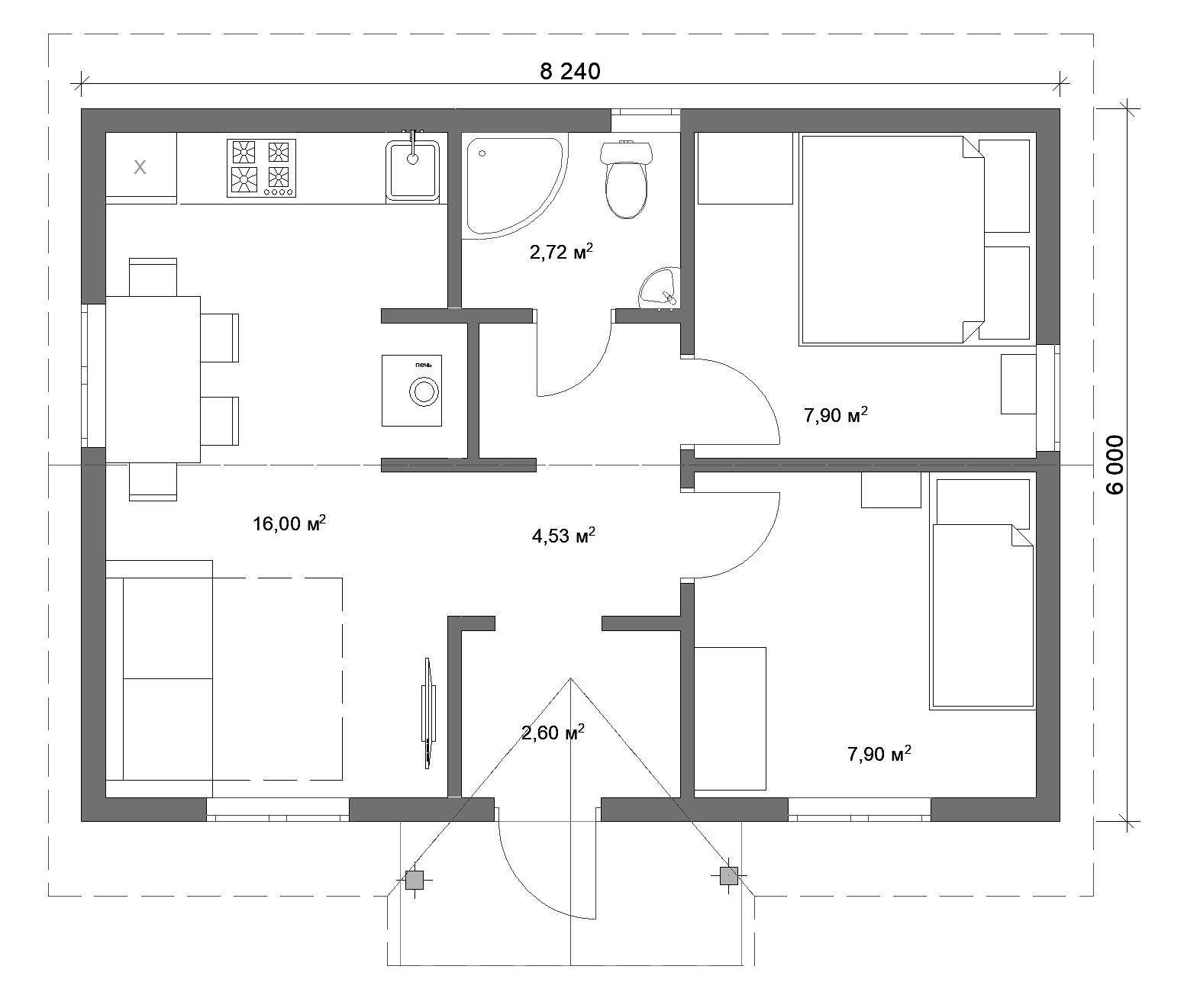 Удачная планировка дома 8 на 8 ― советы по правильной планировке одноэтажного или двухэтажного дома 8х8