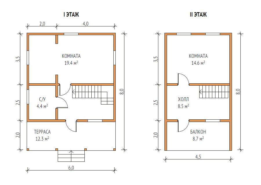 Проекты домов 2х этажных 6 на 8
