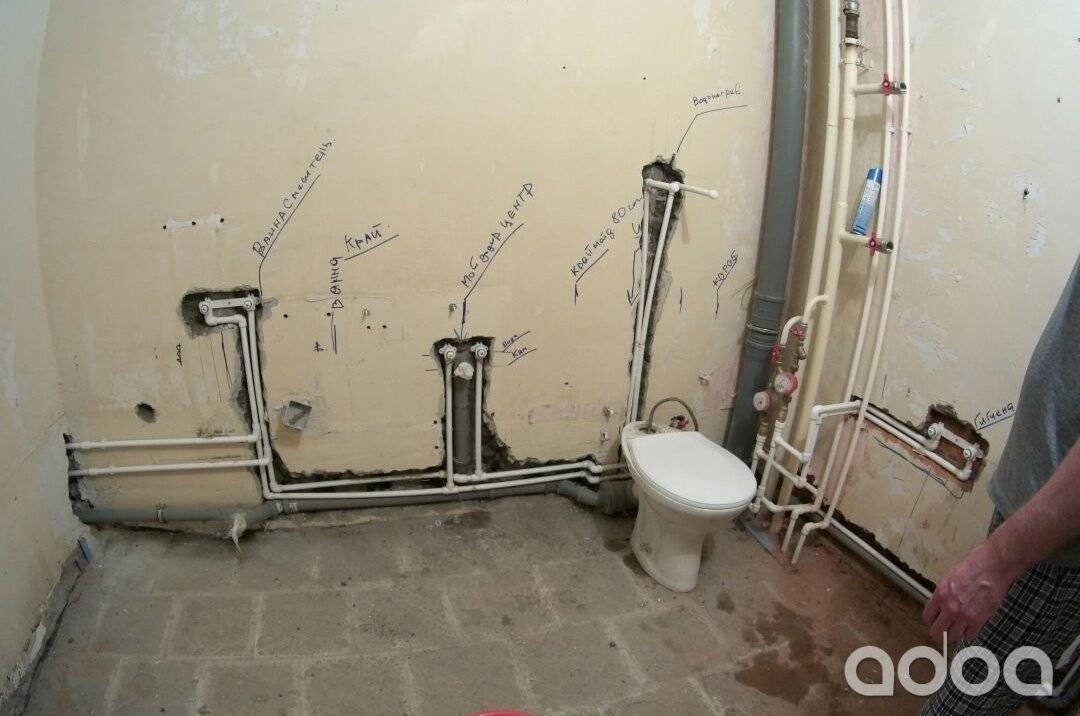 Разводка труб в ванной комнате и туалете своими руками: примеры схем