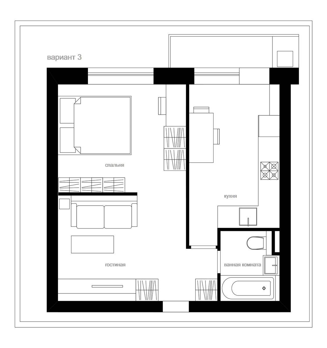Перепланировка однокомнатной квартиры — варианты и фото проектов