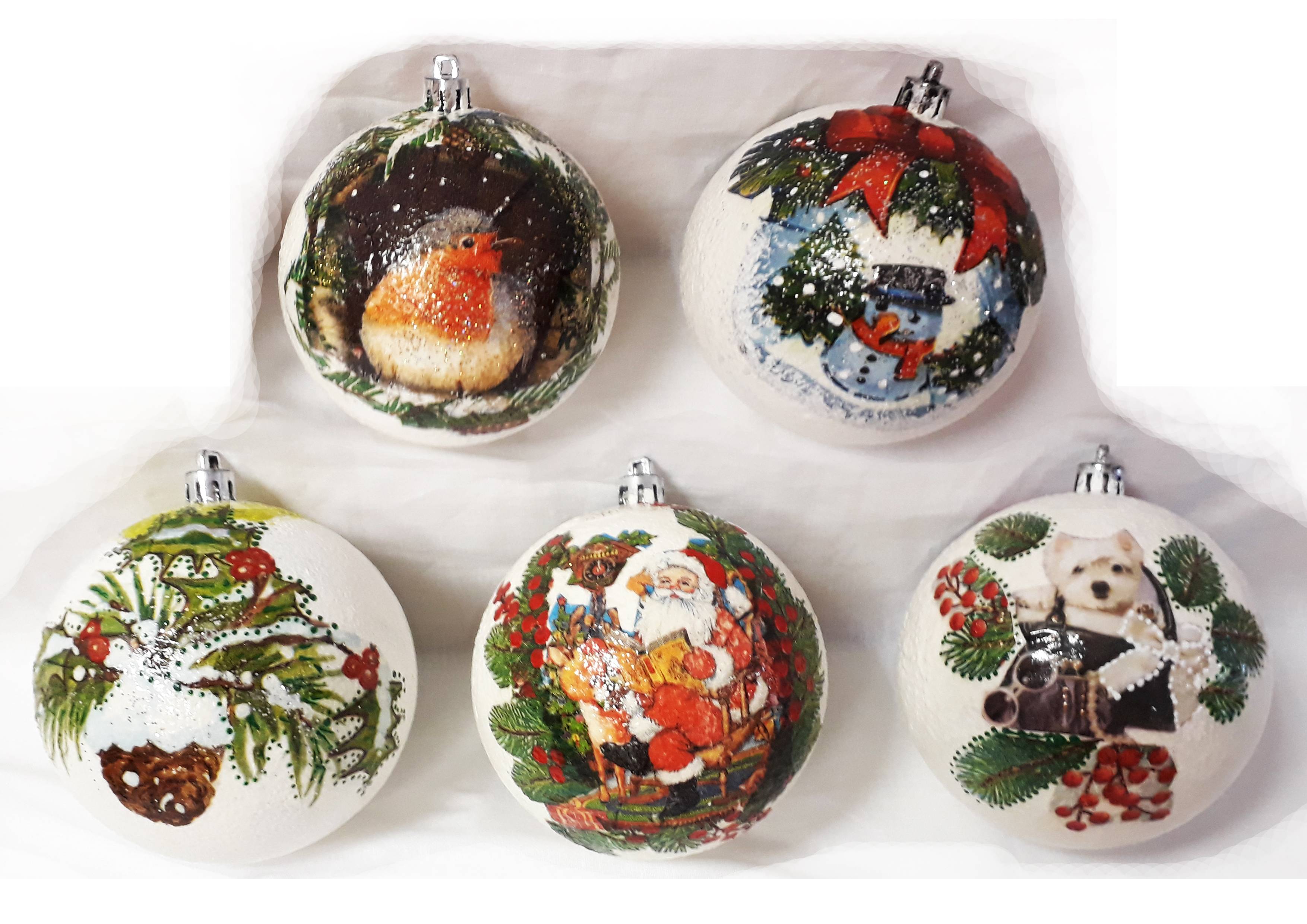 Декупаж новогодних шаров: способы, идеи и схемы декора елочных шаров