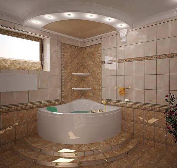 Ванная комната с угловой ванной: планировка и дизайн