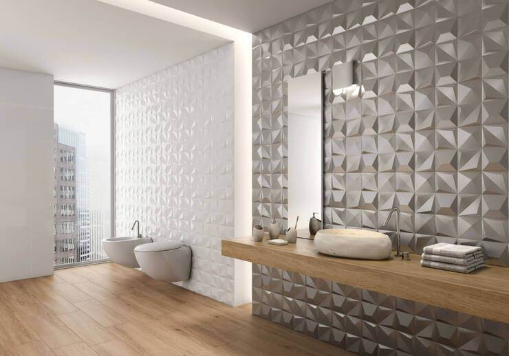 Керамическая 3d плитка в ванную и гостиную, декоры с 3d эффектом