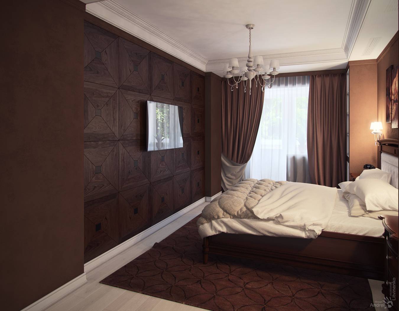 Спальня в шоколадных тонах: варианты штор и обоев под интерьер комнаты, фото