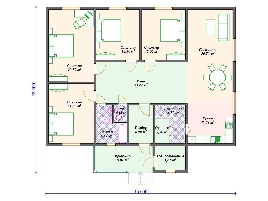План одноэтажного дома: примеры функциональных планировок