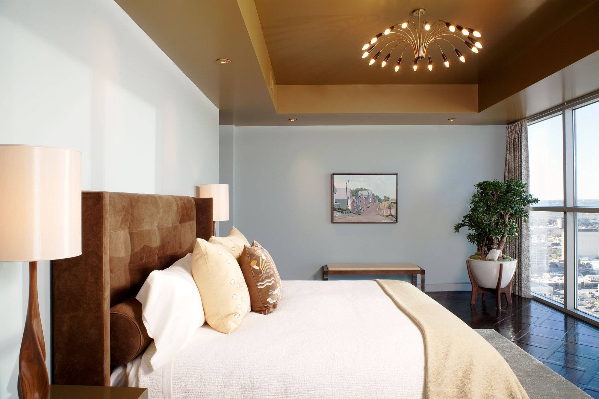 Двухуровневый потолок в спальне - 100 фото красивых идей дизайна