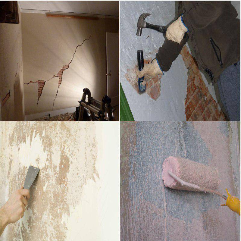 Как заделать штукатурку, отвалившуюся на стене, что предпринять, если обвалился кусок на потолке, как правильно убрать трещину, как не допустить появления дыр?