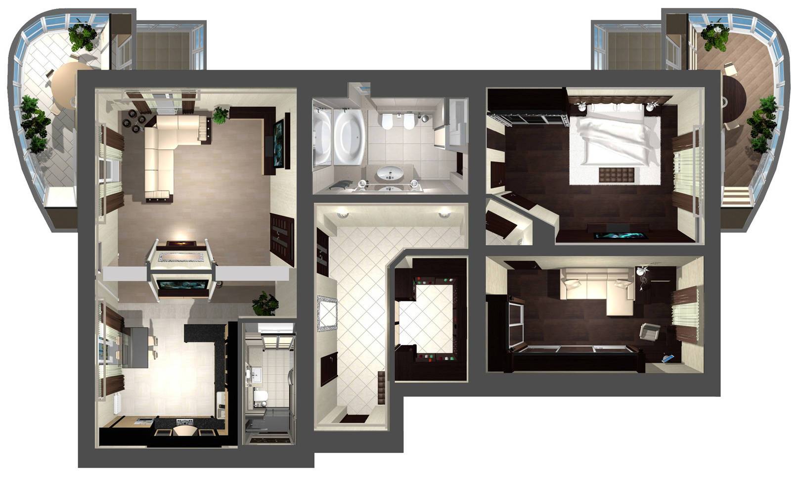 планировка и дизайн 3х комнатной квартиры