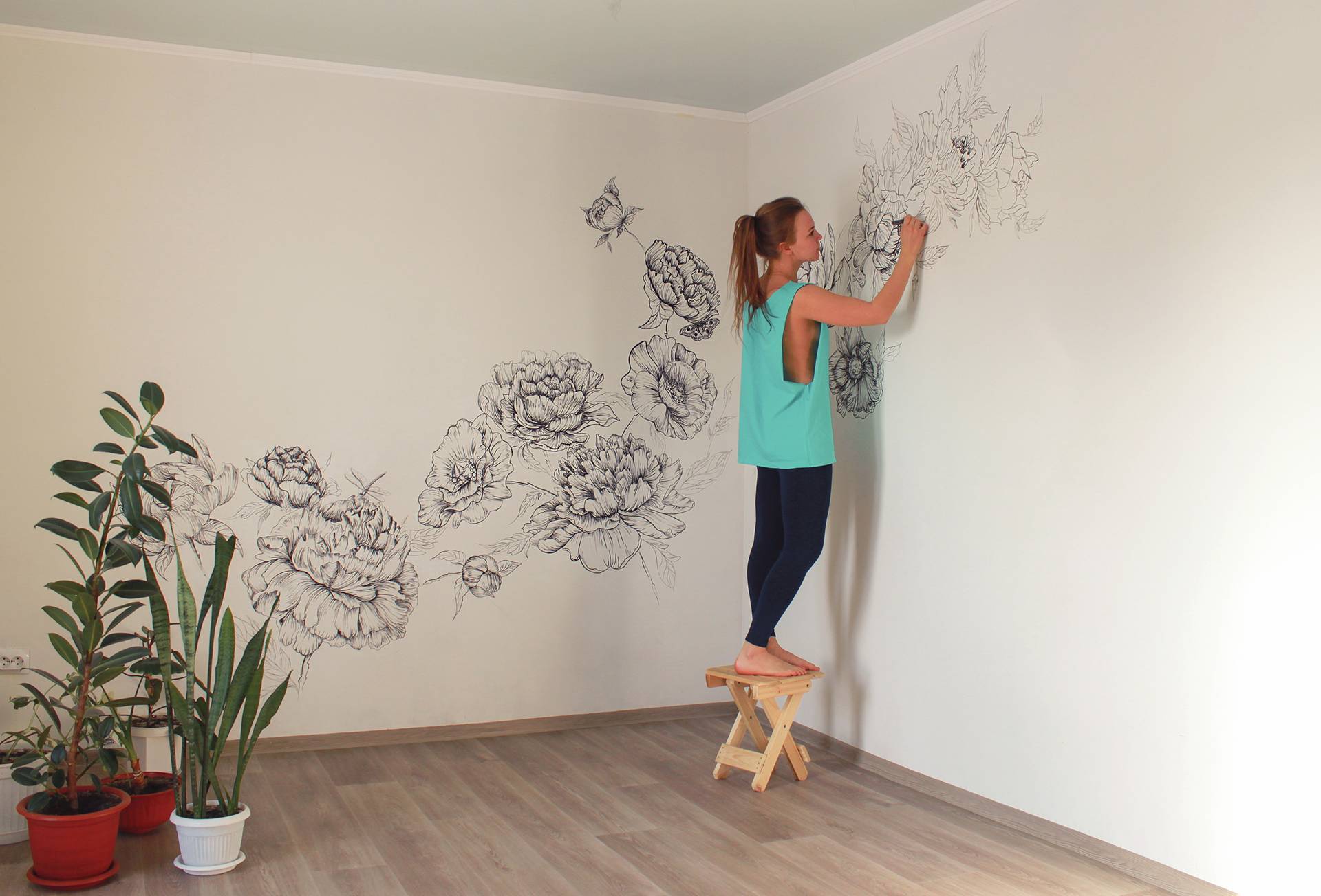 Рисунки на стенах своими руками- идеи дизайна, мастер класс пошагово