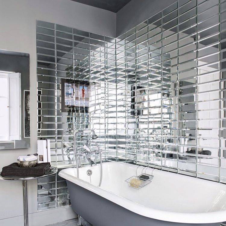 Зеркальная плитка в ванной. Виды и характеристики облицовочного материала