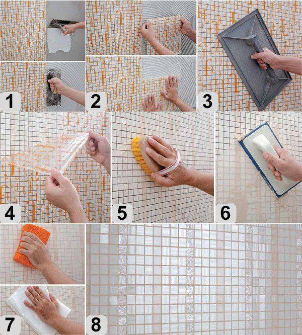 Как правильно клеить мозаику в ванной