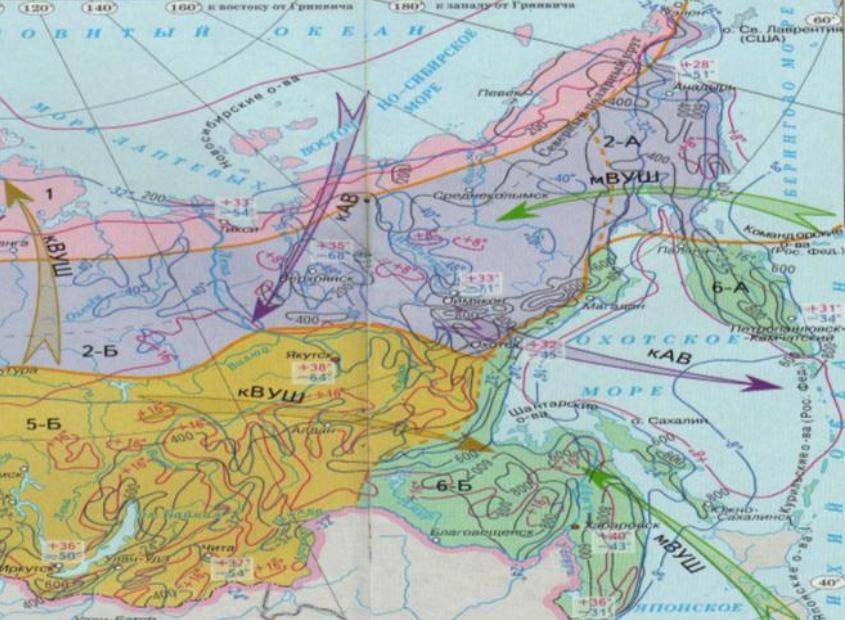 Карта климатических поясов дальнего востока