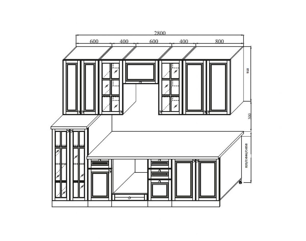 размеры кухни высота шкафов