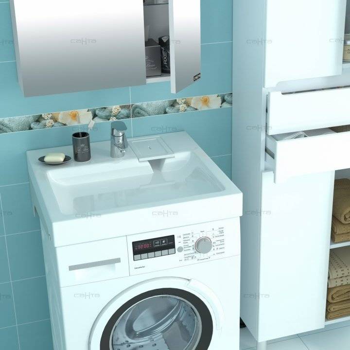 Способы установки умывальника и плоской раковины над стиральной машиной