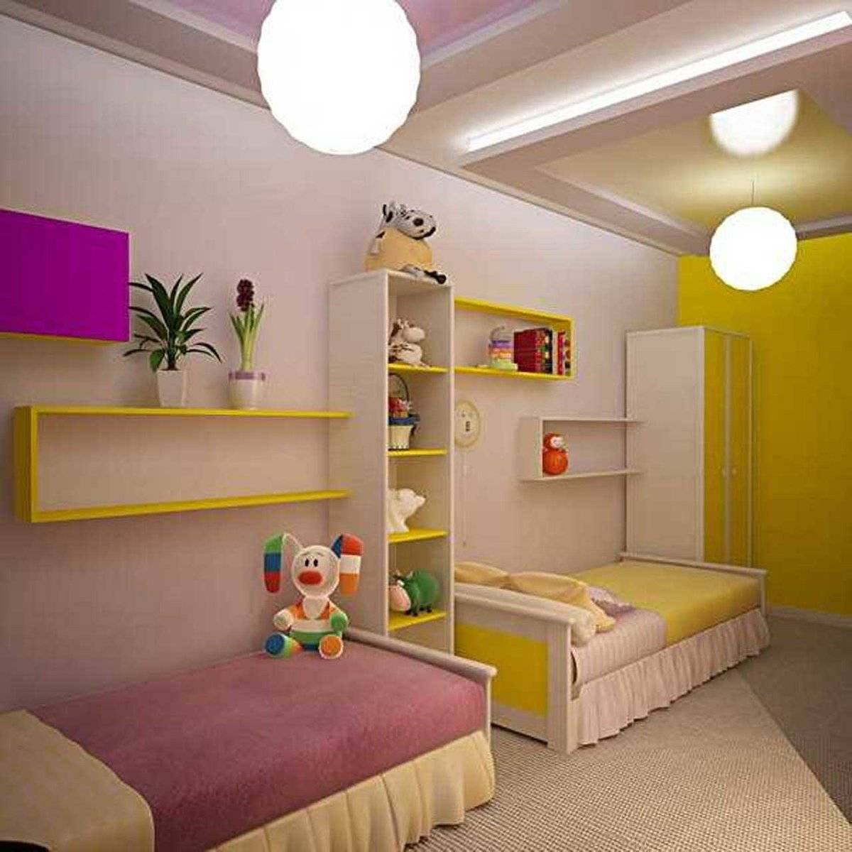 Интерьер детской комнаты для двоих разнополых детей: зонирование, советы по планировки пространства и 100 фото интересных идей
