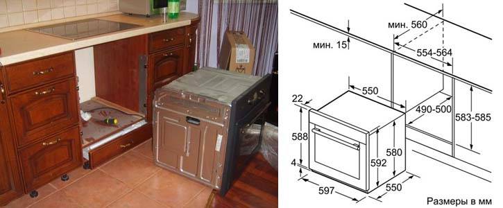 Установка духового шкафа в кухонный гарнитур — инструкция с фото