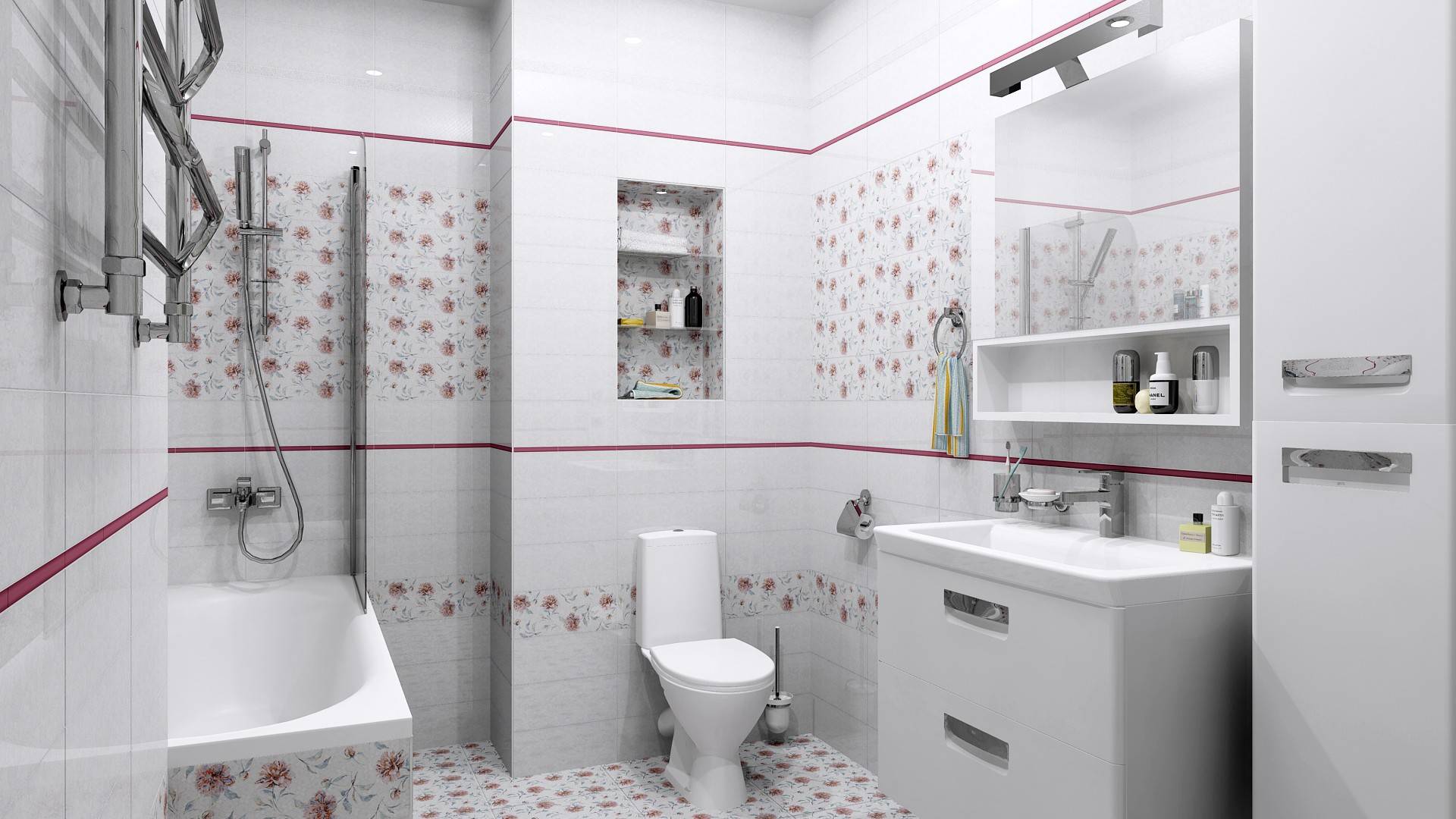 Декор ванной комнаты плиткой +50 фото примеров и способов