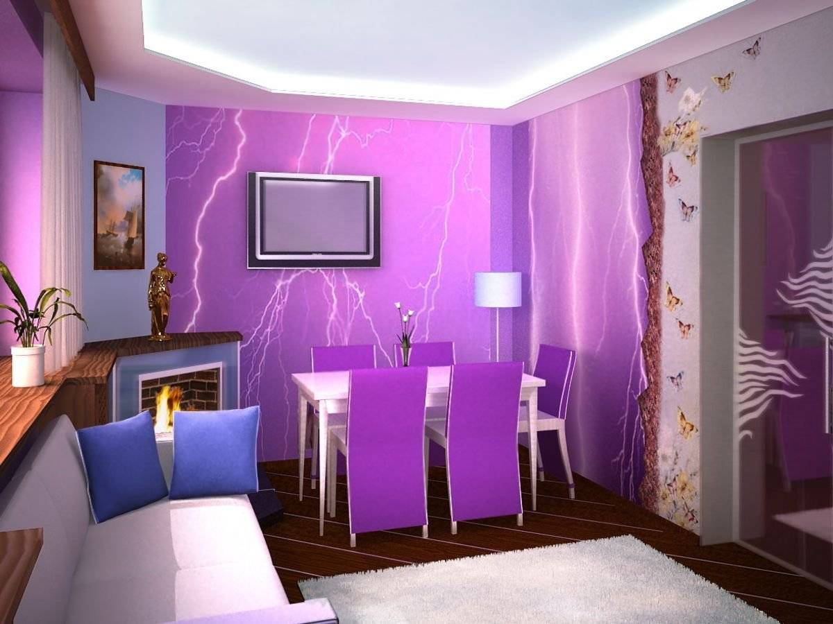 Создаем атмосферу торжественности с помощью живых оттенков: фиолетовые обои и их роль в создании акцентов на стенах