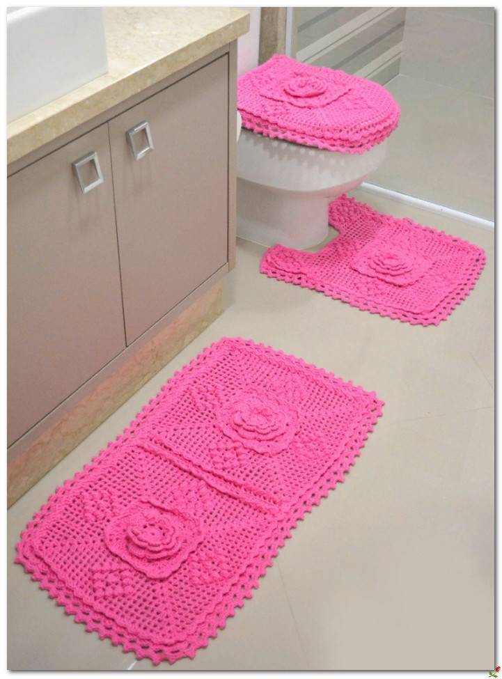 Вязанные коврики крючком для ванной комнаты