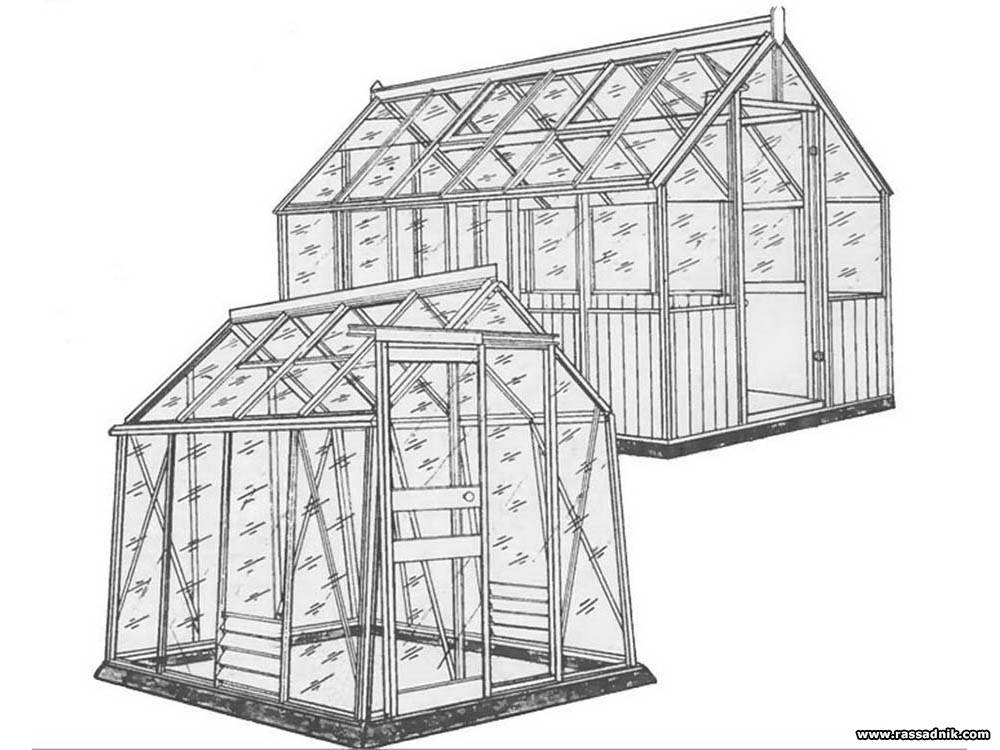 Чертеж парника из дерева