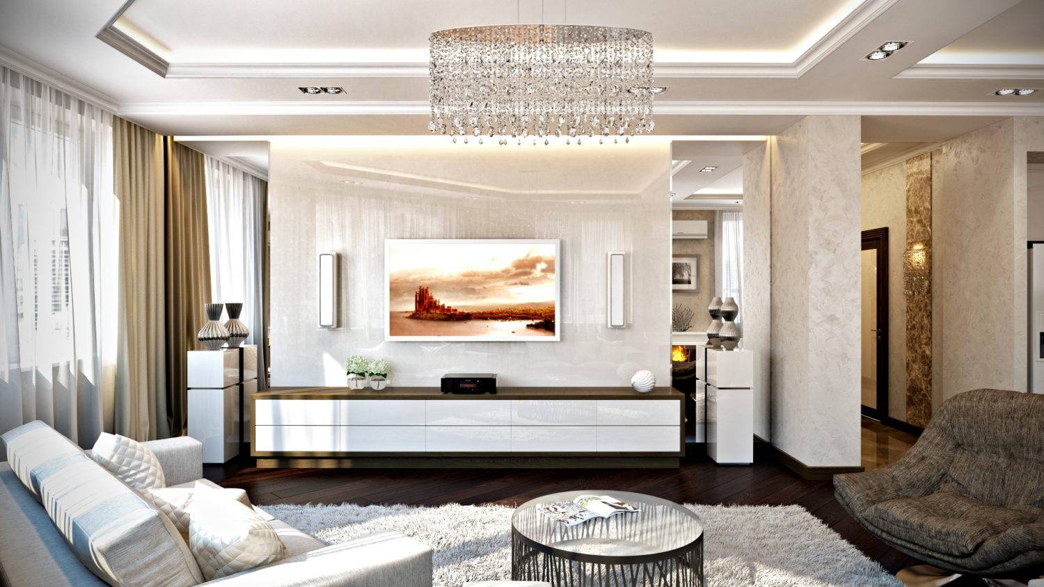 Светлая гостиная в современном стиле: как правильно оформить, как подобрать мебель и освещение, сочетания цветов в дизайне, как выбрать декор, фото интерьеров