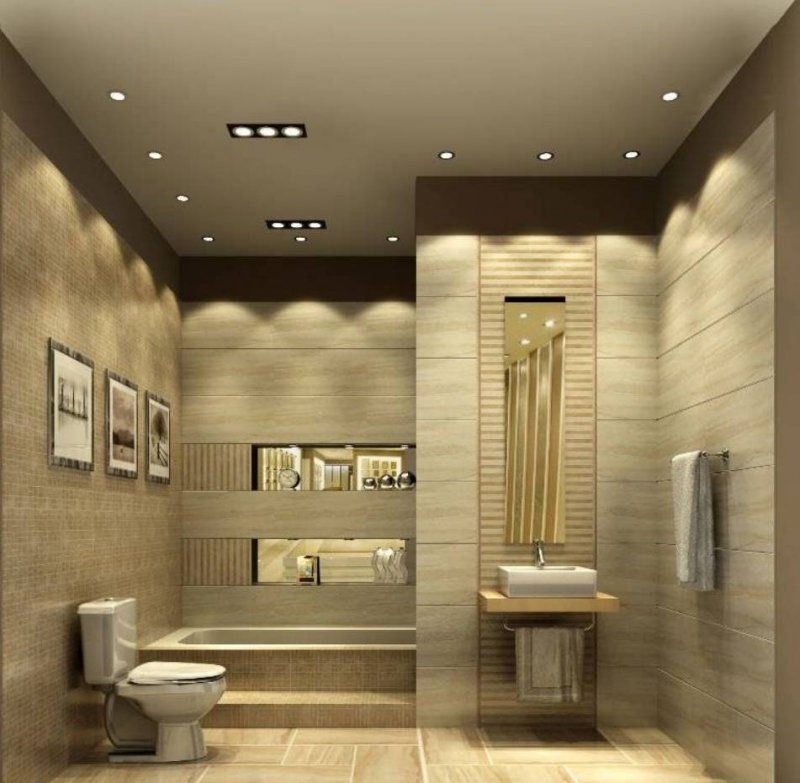 Потолок в ванной комнате: фото реечных и натяжных потолков, советы по выбору