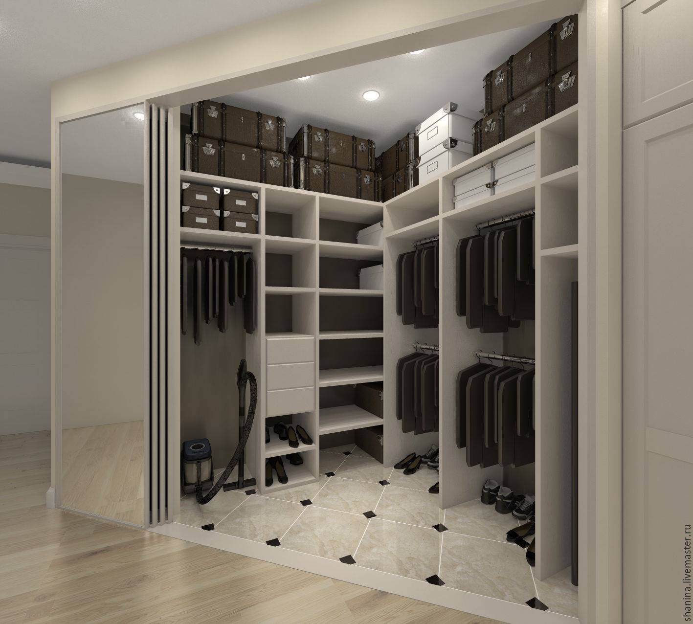 Интересные идеи дизайна гардеробной комнаты
