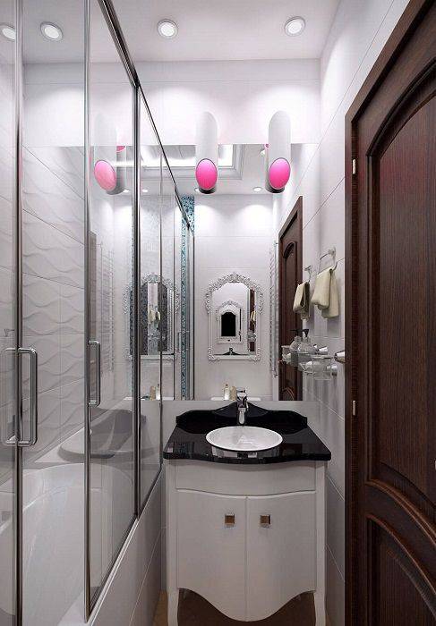 Фото дизайна маленькой ванной комнаты без туалета