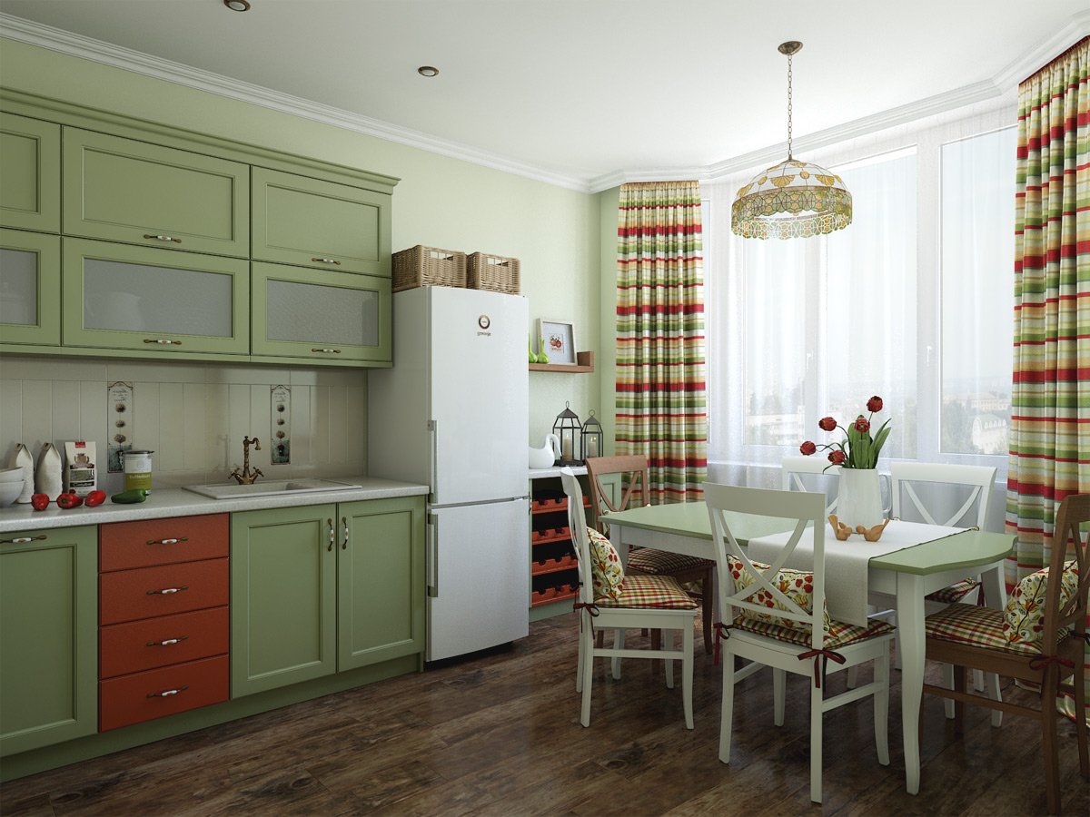 светло оливковый цвет в интерьере кухни