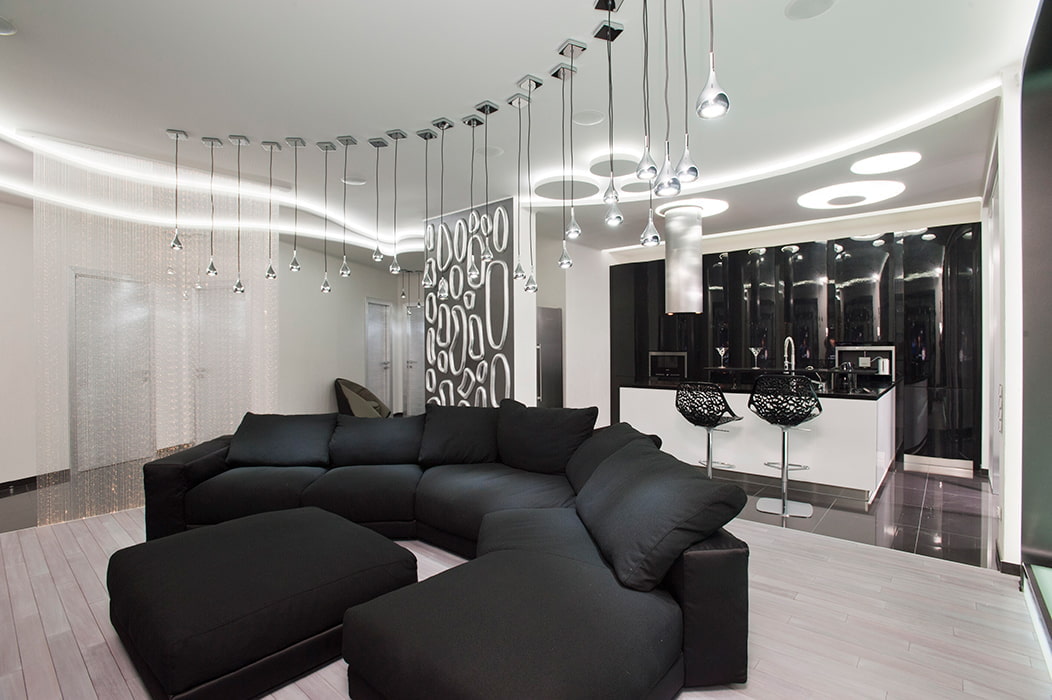 Дизайн черно-белой гостиной – эксклюзивная палитра для любого стиля