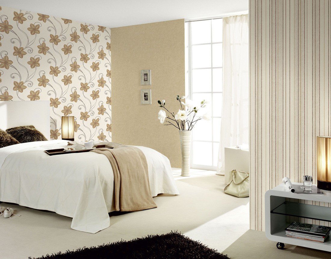 Дизайн спальни обои для спальни комбинированные фото