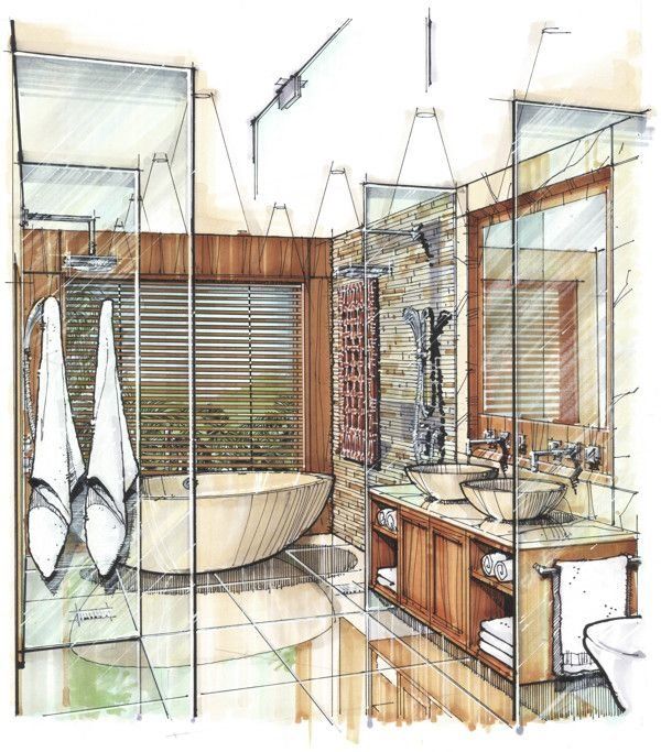 Дизайн проект ванной комнаты - как создать и фото эскизов