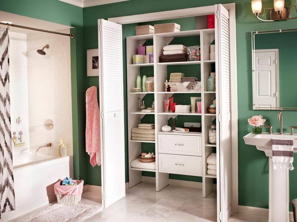 Фото встроенных шкафов в дизайне ванной