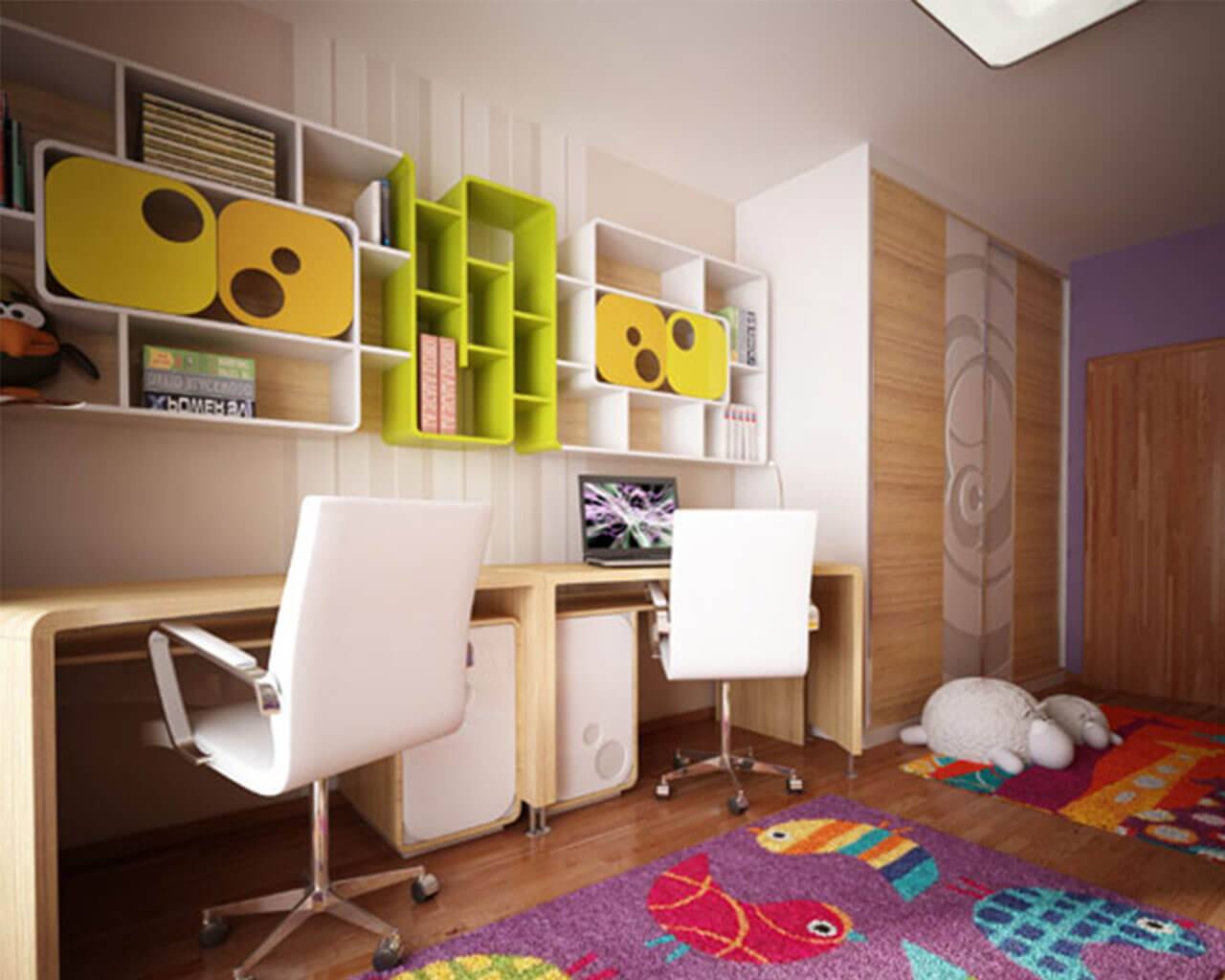 Идеи письменных столов для двоих детей в детской комнате — дизайн и фото