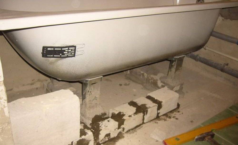 Как закрепить металлическую ванну к стене?