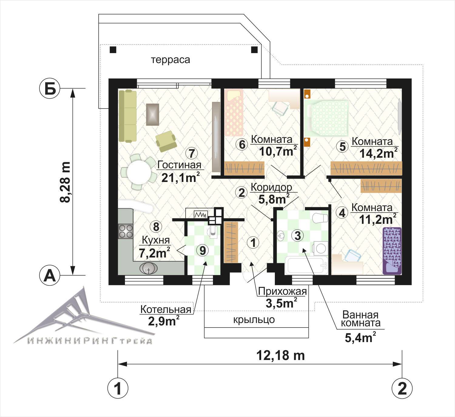 Проект одноэтажного дома с тремя спальнями (110+ идей): преимущества и возможные варианты постройки