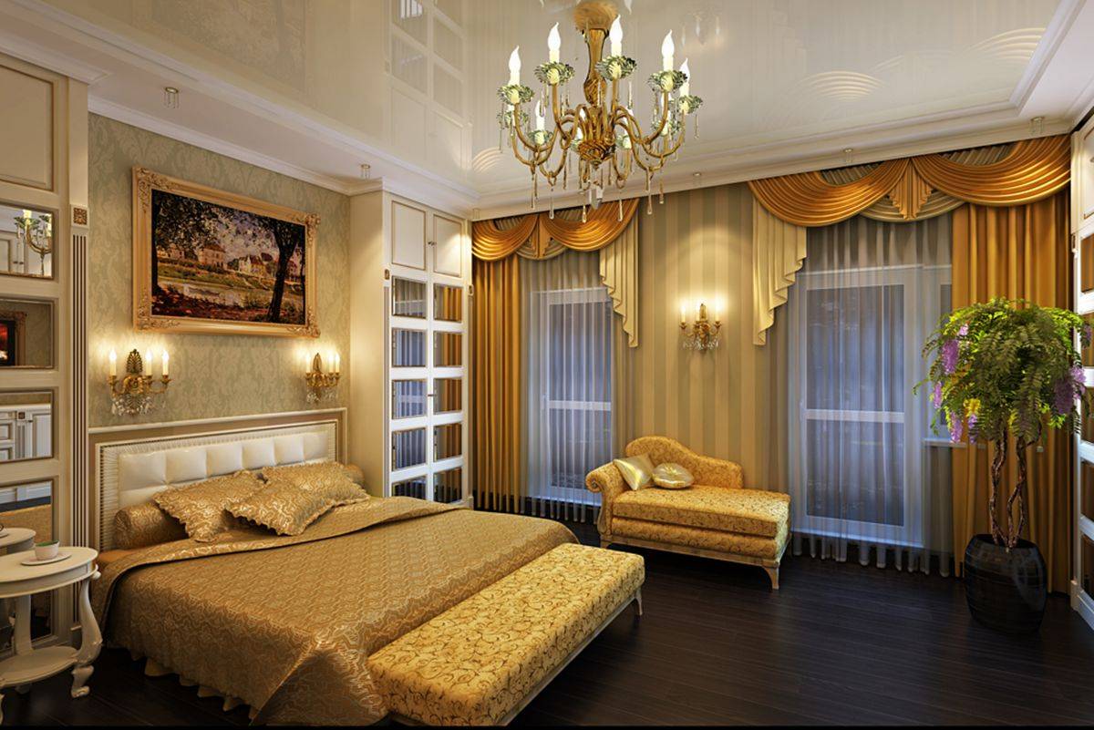 Золотистый интерьер. Спальня в золотистых тонах. Комната в классическом стиле. Спальная комната в классическом стиле. Интерьеры спален в классическом стиле.