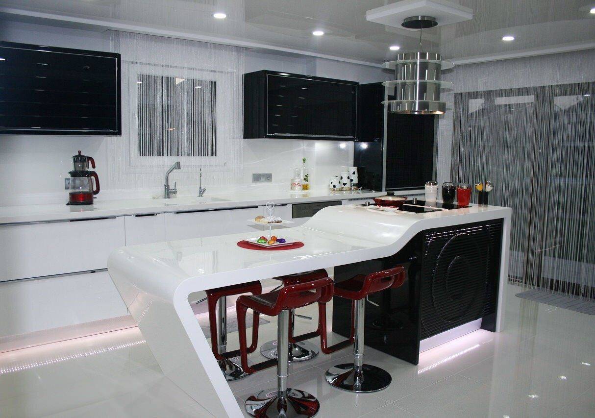 Кухня в стиле хай-тек - фото интерьера и принципиальные черты стиля (135 фото и видео)