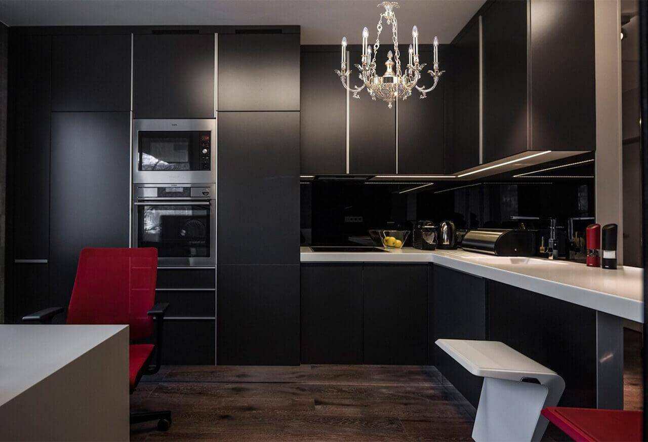 Дизайн кухни в черном цвете – идеи интерьера