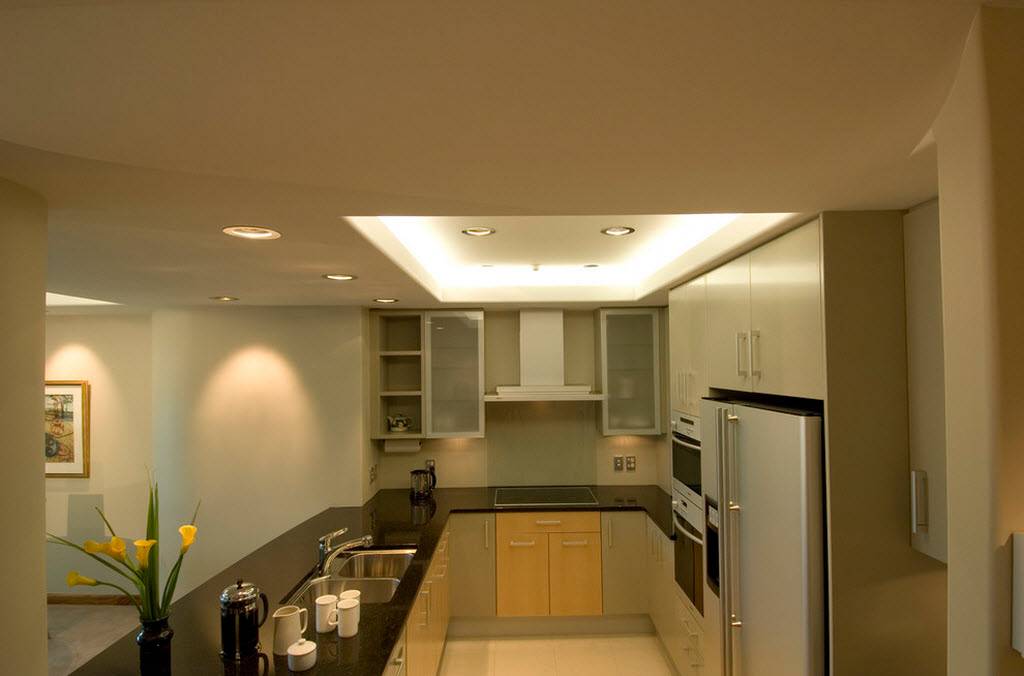 Дизайн потолков на кухне (41 фото): какой подобрать цвет для кухонных потолочных покрытий и стен, фото и видео