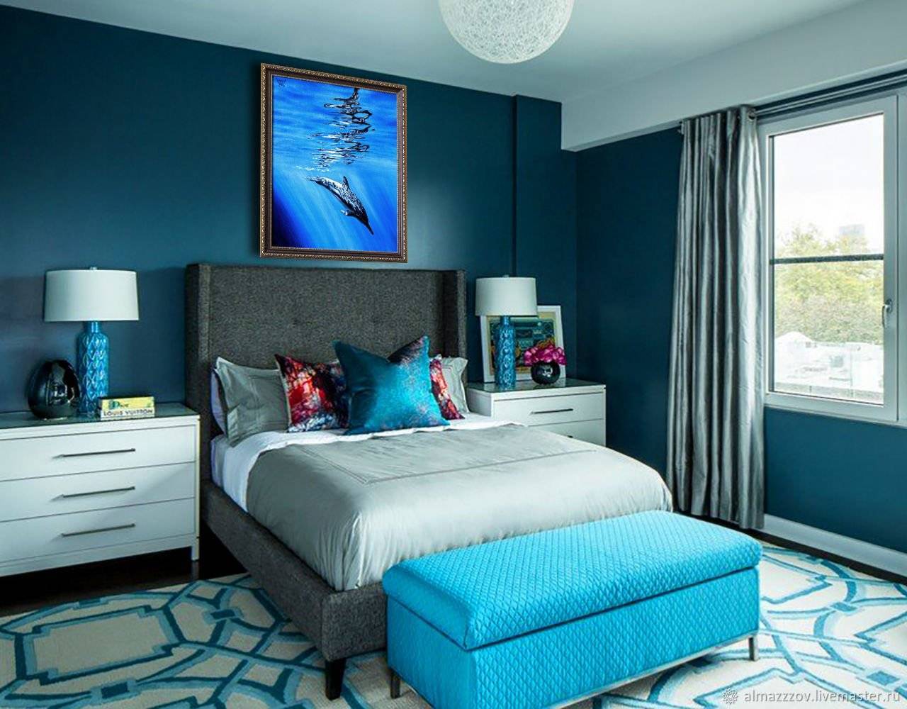 Синяя спальня - 188 фото идеального дизайна с синим оттенком!