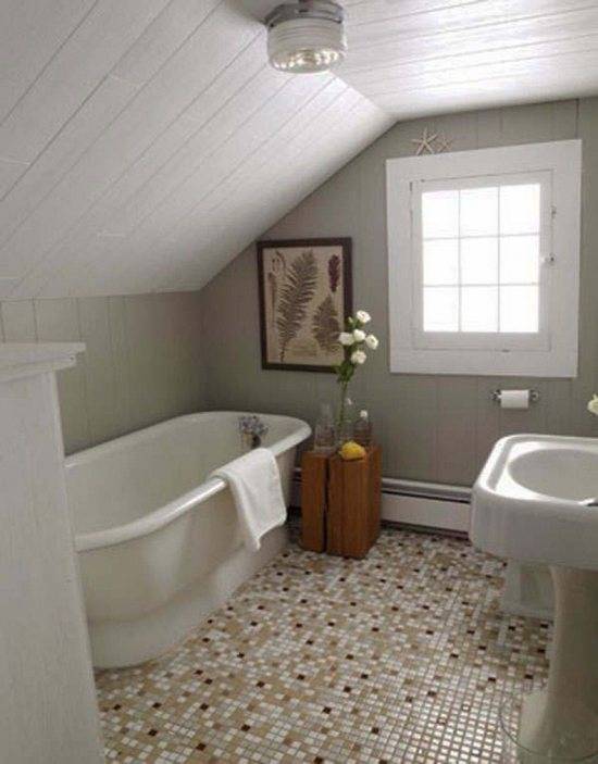 Ванная комната в мансарде дома. Специфика помещения, выбор мебели и сантехники